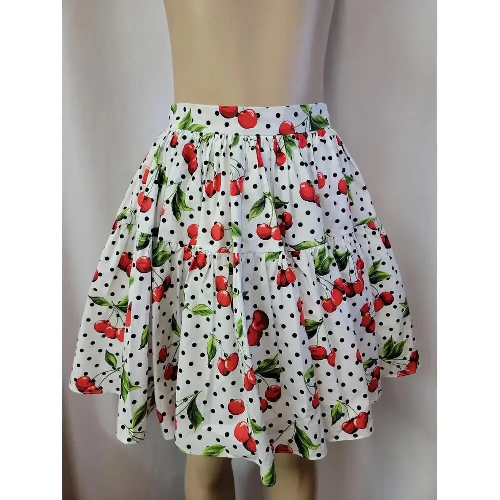 Dolce & Gabbana Polka-Dot Cherries Collegiate Tiered Size 9/10 Ladies Skirt #11 - Picture 16 of 16